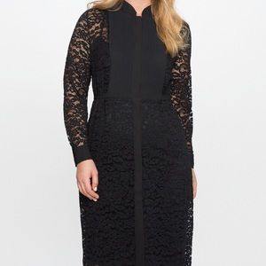 Eloquii black lace tie back shirt dress